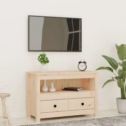 vidaXL Muebles Tv-Mueble de TV de madera maciza de pino 79x35x52 cm