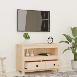 vidaXL Muebles Tv-Mueble de TV de madera maciza de pino 79x35x52 cm