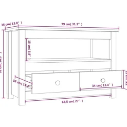 vidaXL Muebles Tv-Mueble de TV de madera maciza de pino 79x35x52 cm