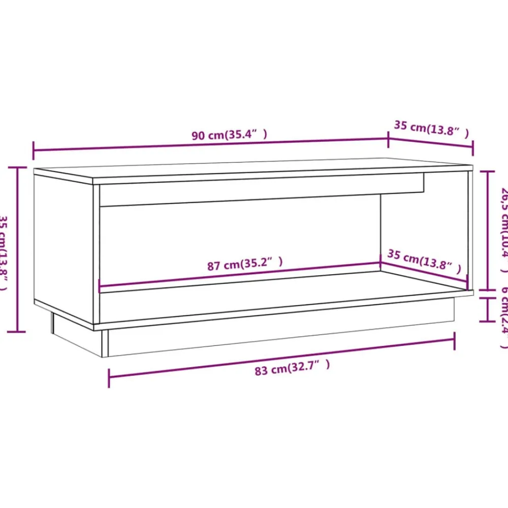 vidaXL Muebles Tv-Mueble de TV de madera maciza de pino 90x35x35 cm