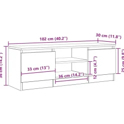 vidaXL Mueble de TV de madera de 102x30x36 cm Roble negro Discount