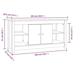 vidaXL Mueble de TV de madera maciza de pino 103x36,5x52 cm Negro Hot