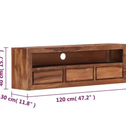 vidaXL Muebles Tv-Mueble de TV de madera maciza de acacia 120x30x40 cm