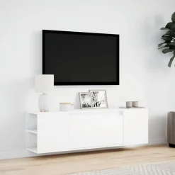 vidaXL Muebles Tv-Mueble de TV de pared con luces LED 135x31x39,5 cm