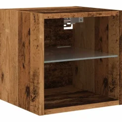 vidaXL Muebles Tv-Mueble de TV de pared con luces LED envejecida 30x28,5x30 cm