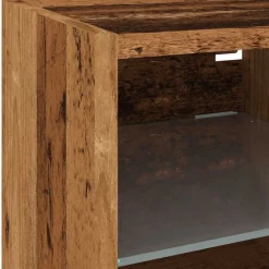 vidaXL Muebles Tv-Mueble de TV de pared con luces LED envejecida 30x28,5x30 cm