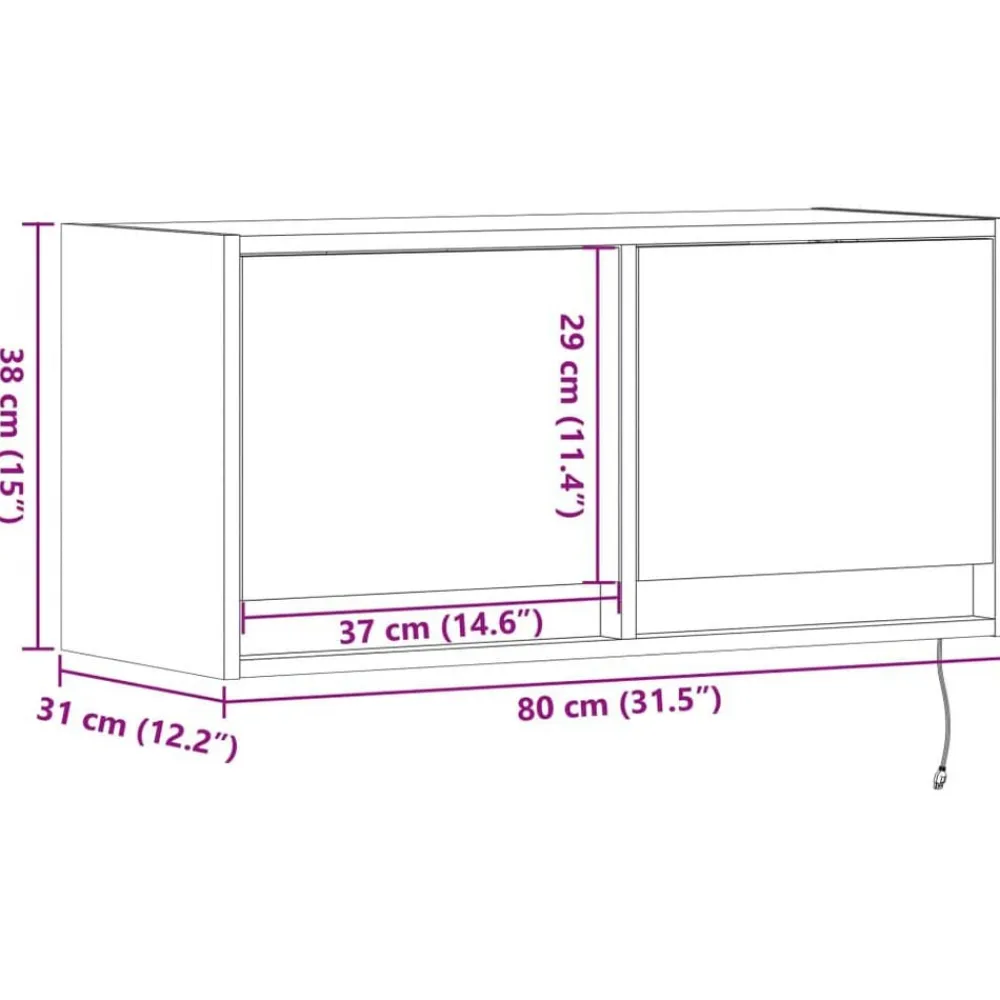 vidaXL Mueble de TV de pared con luces LED 80x31x35 cm Blanco Sale