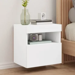 vidaXL Mueble de TV de pared con luces LED 40x30x40 cm Blanco Online