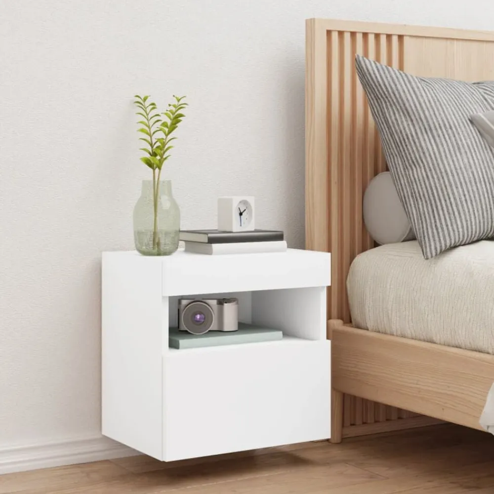 vidaXL Mueble de TV de pared con luces LED 40x30x40 cm Blanco Online