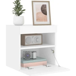 vidaXL Mueble de TV de pared con luces LED 40x30x40 cm Blanco Online