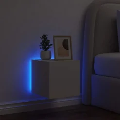 vidaXL Muebles Tv-Mueble de TV de pared con luces LED 30,5x35x30 cm