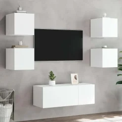 vidaXL Muebles Tv-Mueble de TV de pared con luces LED 30,5x35x30 cm
