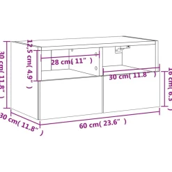 vidaXL Muebles Tv-Mueble de TV de pared madera ingeniería 60x30x30cm