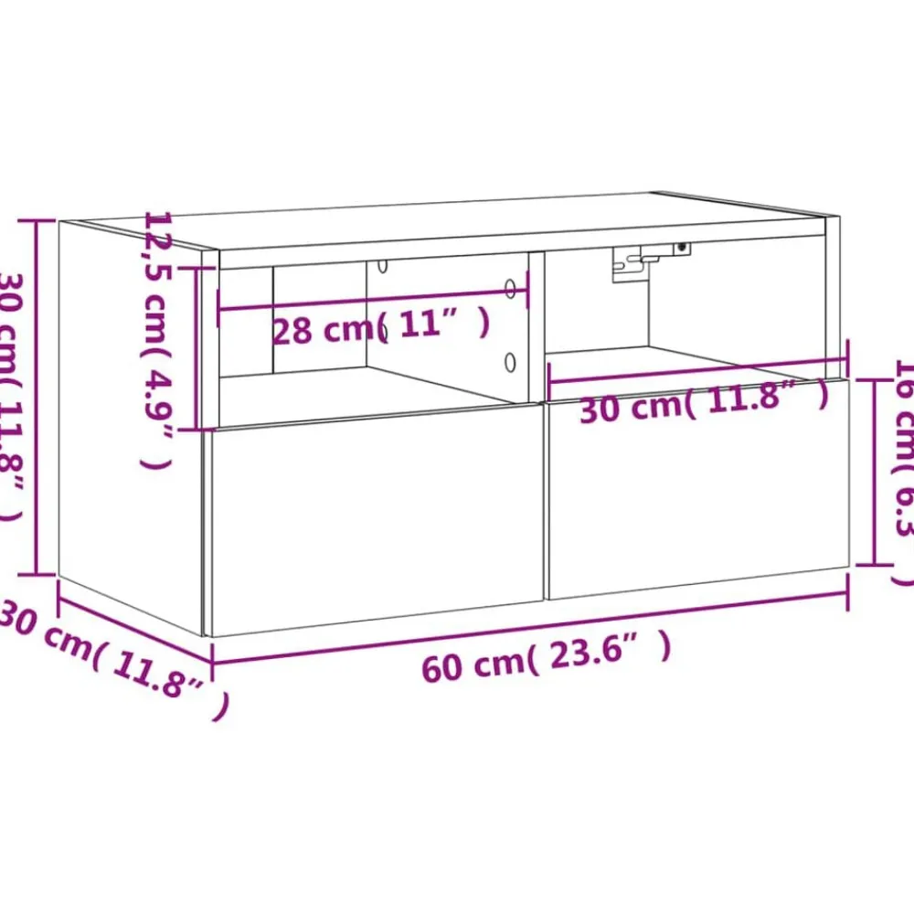 vidaXL Muebles Tv-Mueble de TV de pared madera ingeniería 60x30x30cm