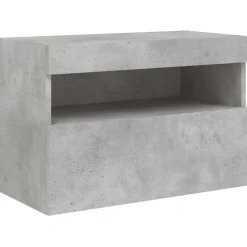 vidaXL Muebles Tv-Mueble de TV de pared con luces LED gris hormigón 60x30x40 cm