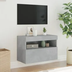 vidaXL Muebles Tv-Mueble de TV de pared con luces LED gris hormigón 60x30x40 cm