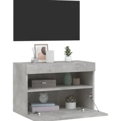 vidaXL Muebles Tv-Mueble de TV de pared con luces LED gris hormigón 60x30x40 cm