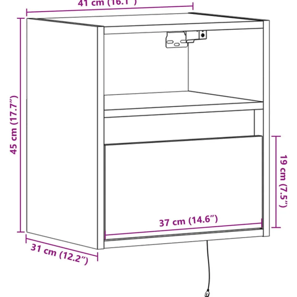 vidaXL Mueble de TV de pared con luces LED 41x31x45 cm Blanco Outlet