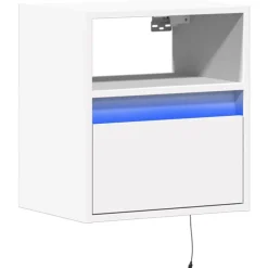 vidaXL Mueble de TV de pared con luces LED 41x31x45 cm Blanco Outlet
