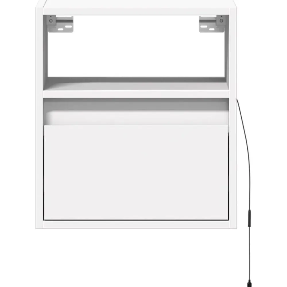 vidaXL Mueble de TV de pared con luces LED 41x31x45 cm Blanco Outlet