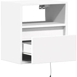 vidaXL Mueble de TV de pared con luces LED 41x31x45 cm Blanco Outlet