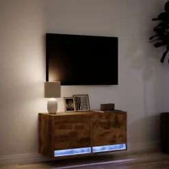 vidaXL Muebles Tv-Mueble de TV de pared con luces LED 80x31x35 cm