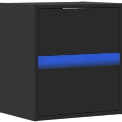 vidaXL Mueble de TV de pared con luces LED 41x31x45 cm Negro Hot