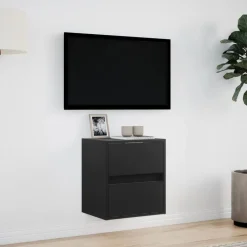 vidaXL Mueble de TV de pared con luces LED 41x31x45 cm Negro Hot