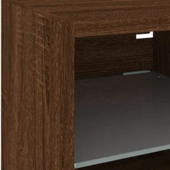 vidaXL Mueble de TV de pared con luces LED roble marrón 30x28,5x30 cm Marr&oacute;n roble New
