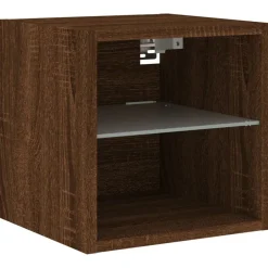 vidaXL Mueble de TV de pared con luces LED roble marrón 30x28,5x30 cm Marr&oacute;n roble New