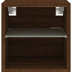 vidaXL Mueble de TV de pared con luces LED roble marrón 30x28,5x30 cm Marr&oacute;n roble New