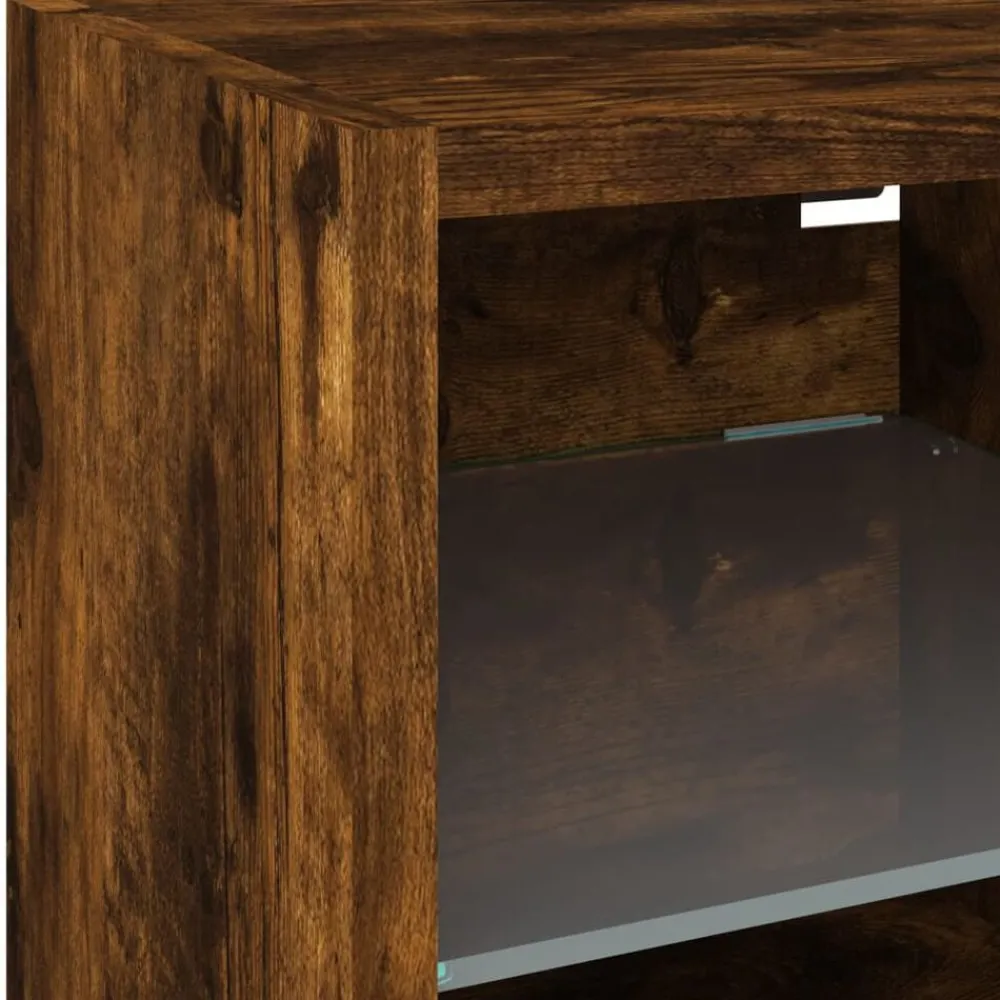 vidaXL Mueble de TV de pared con luces LED 30x28,5x30 cm Roble ahumado Hot