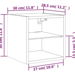 vidaXL Mueble de TV de pared con luces LED 30x28,5x30 cm Roble ahumado Hot