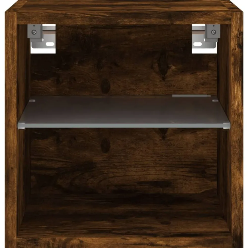 vidaXL Mueble de TV de pared con luces LED 30x28,5x30 cm Roble ahumado Hot