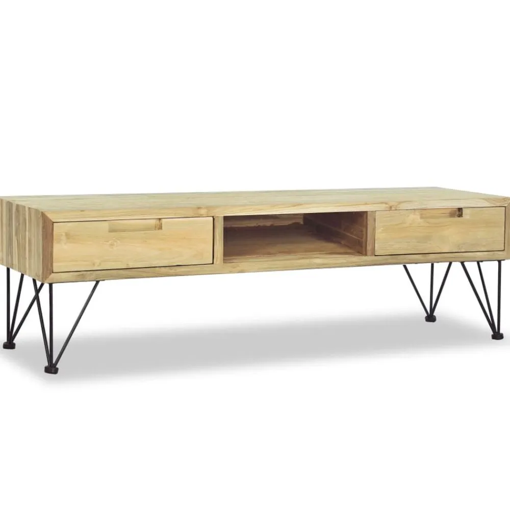 vidaXL Muebles Tv-Mueble de TV de teca maciza 120x35x35 cm