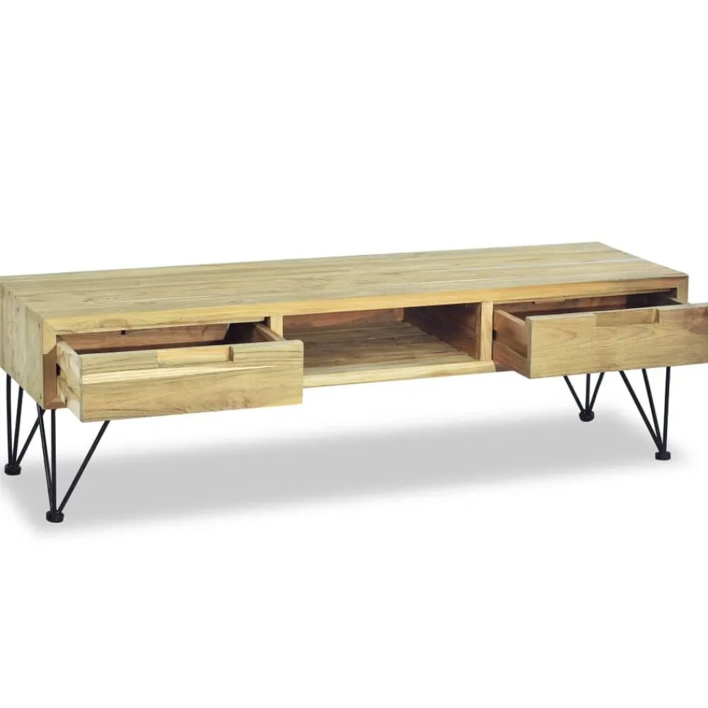 vidaXL Muebles Tv-Mueble de TV de teca maciza 120x35x35 cm