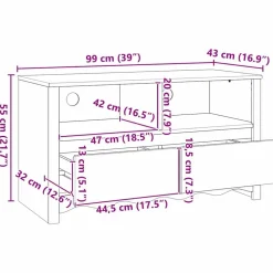 vidaXL Muebles Tv-Mueble de TV Drammen 99 x 43 x 55 cm Madera maciza de Pino