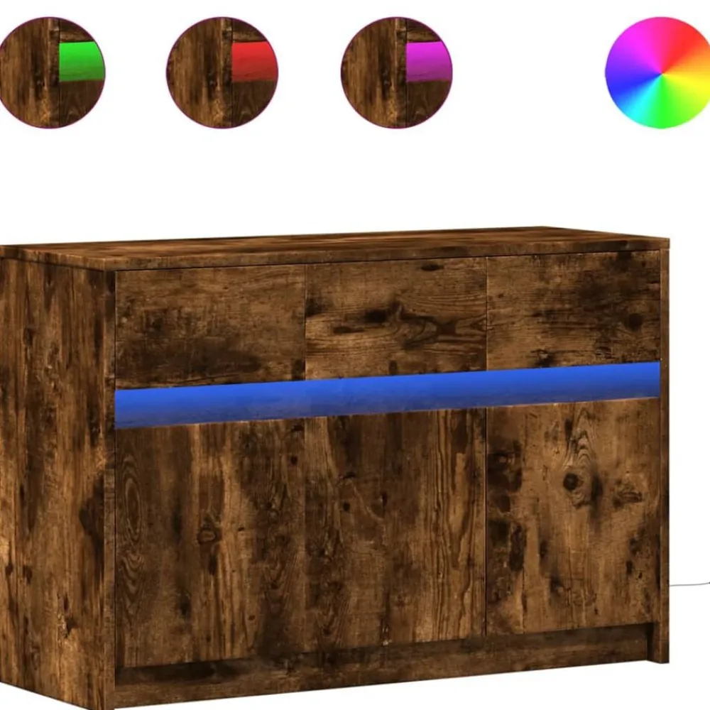 vidaXL Muebles Tv-Mueble de TV LED madera ingeniería 91x34x61 cm