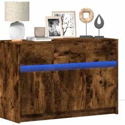 vidaXL Muebles Tv-Mueble de TV LED madera ingeniería 91x34x61 cm