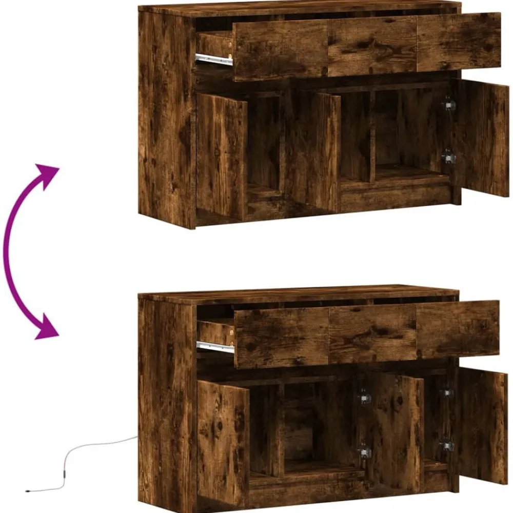 vidaXL Muebles Tv-Mueble de TV LED madera ingeniería 91x34x61 cm