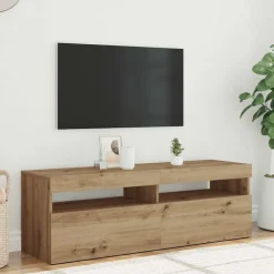 vidaXL Mueble de TV luces LED madera 120x35x40 cm Roble artisan Best