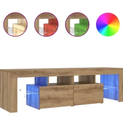 vidaXL Muebles Tv-Mueble de TV luces LED madera 140x36,5x40 cm