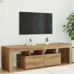 vidaXL Muebles Tv-Mueble de TV luces LED madera 140x36,5x40 cm
