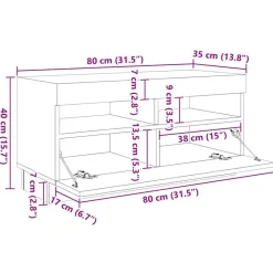 vidaXL Mueble de TV luces LED madera 260x35x40 cm Roble artisan Clearance