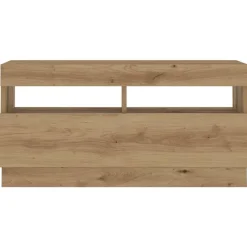 vidaXL Mueble de TV luces LED madera 260x35x40 cm Roble artisan Clearance