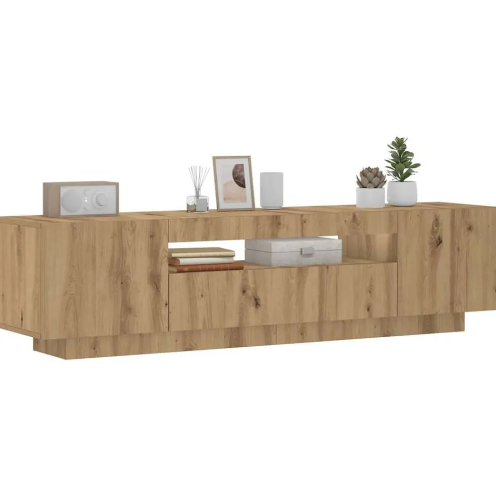vidaXL Mueble de TV luces LED madera 160x35x40 cm Roble artisan Outlet