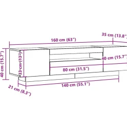 vidaXL Mueble de TV luces LED madera 160x35x40 cm Roble artisan Outlet