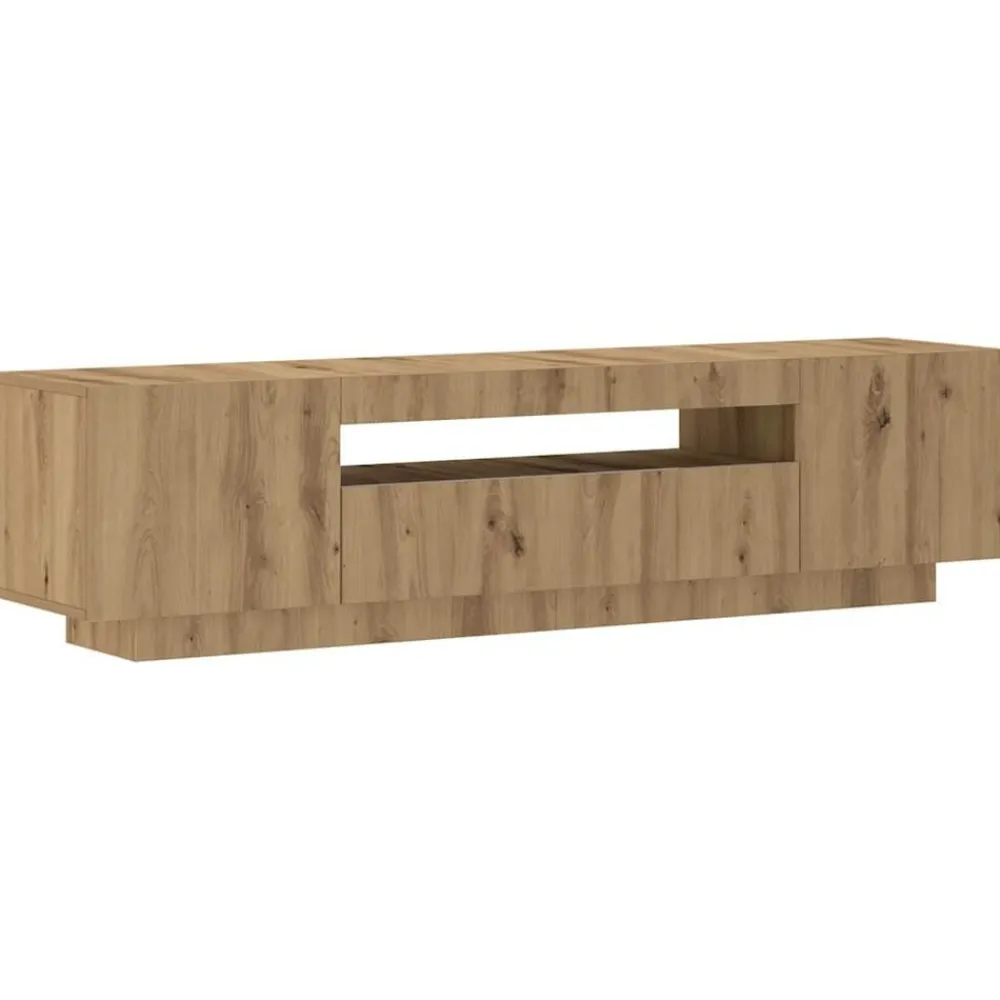 vidaXL Mueble de TV luces LED madera 160x35x40 cm Roble artisan Outlet