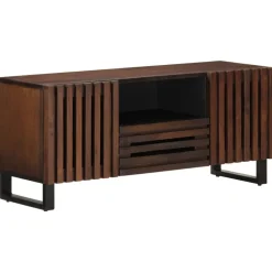 vidaXL Armarios Y Almacenamiento-Mueble de TV madera maciza mango marrón 100x34x46 cm