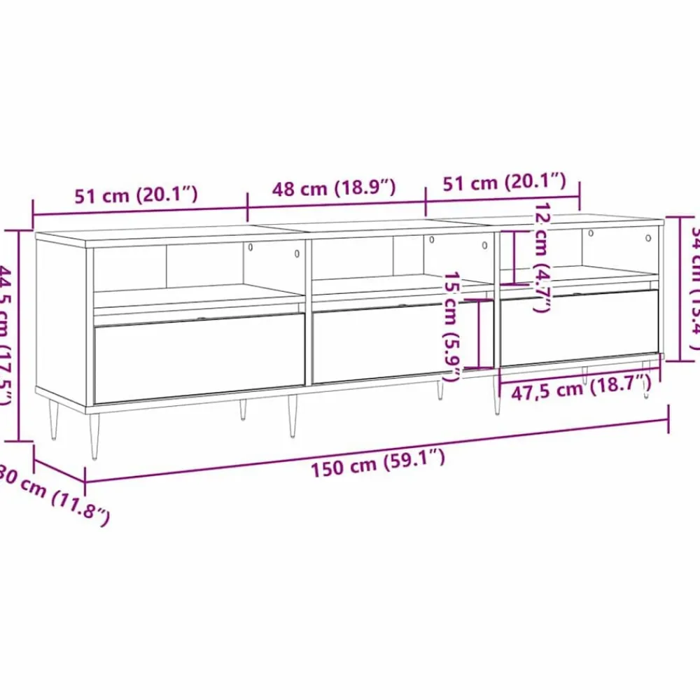 vidaXL Mueble de TV 150 x 30 x 45 cm Madera envejecida Outlet